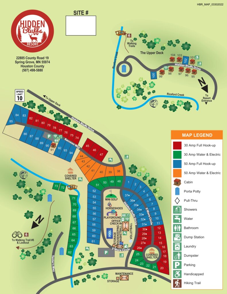 Hidden Bluffs Resort Map